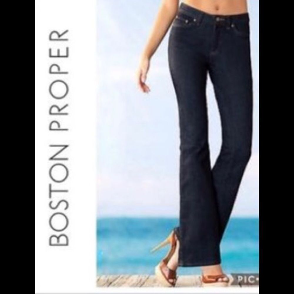 Boston Proper Dark Wash Blue Denim Bootcut Jeans 8